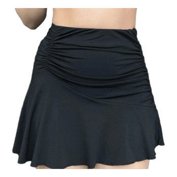 Black ruched mini skirt