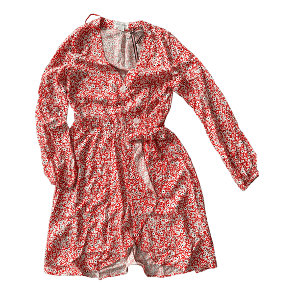 Red floral mini dress