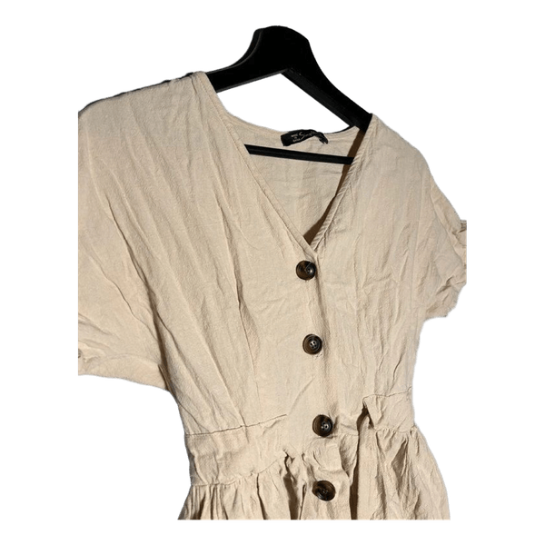 Beige button-down mini dress