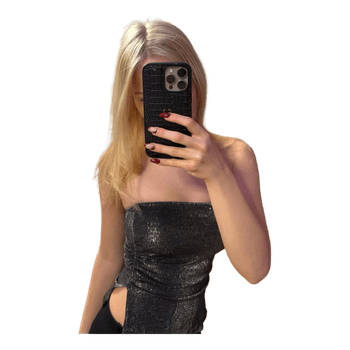Black glitter strapless top