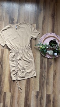 Beige drawstring dress