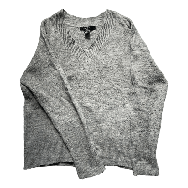Grey knit v-neck sweater