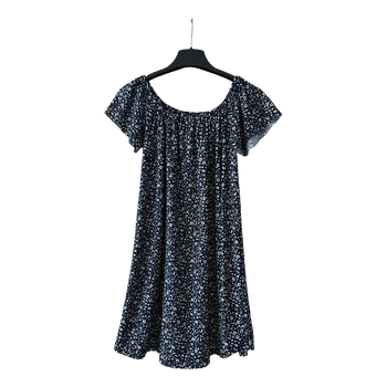 Navy floral print off shoulder dress