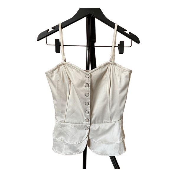 Cream buttoned peplum top