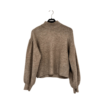 Beige ribbed turtleneck sweater