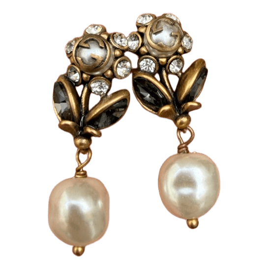 Gucci crystal pearl earrings
