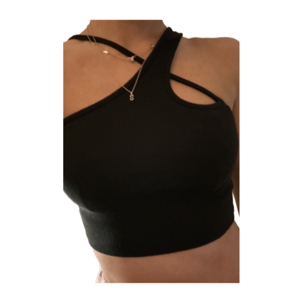 Black Ribbed Crop Top