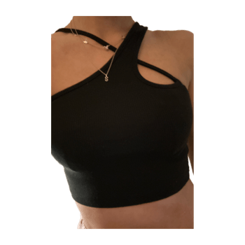 Black Ribbed Crop Top