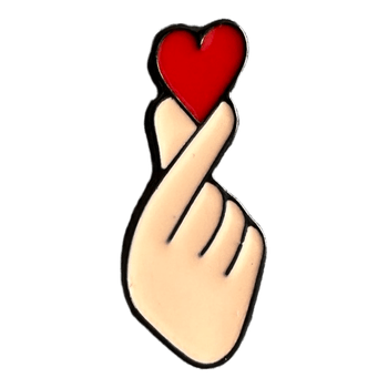 Finger heart enamel pin