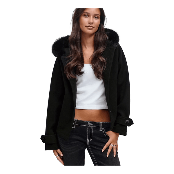Black faux fur jacket