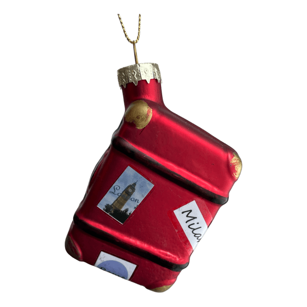 Red suitcase christmas ornament