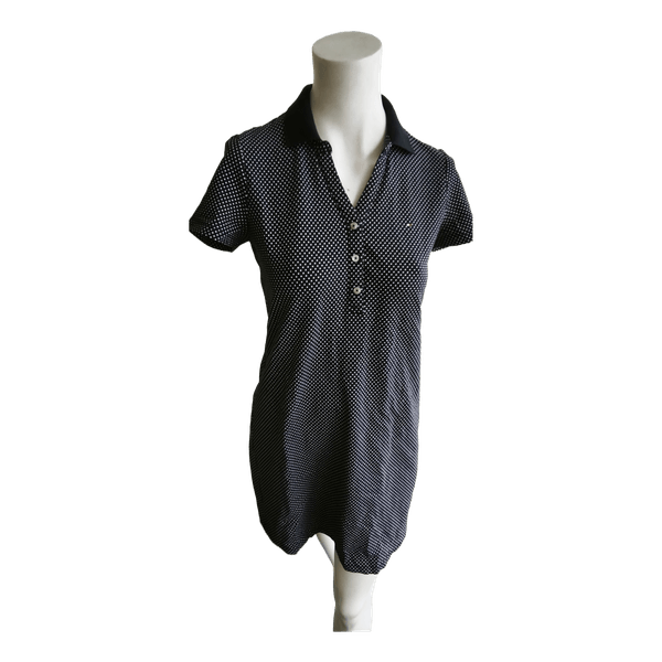 Juoda taškuota polo suknelė S