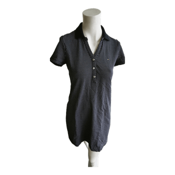 Juoda taškuota polo suknelė S
