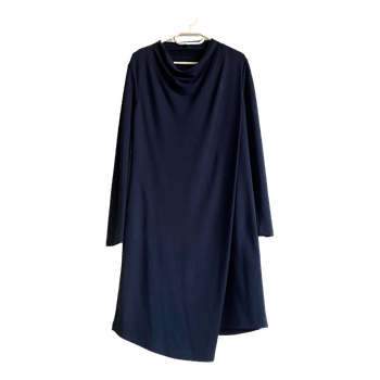 COS navy asymmetric jersey dress size S minimalist Scandinavian style