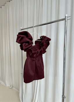 Burgundy fitted mini dress