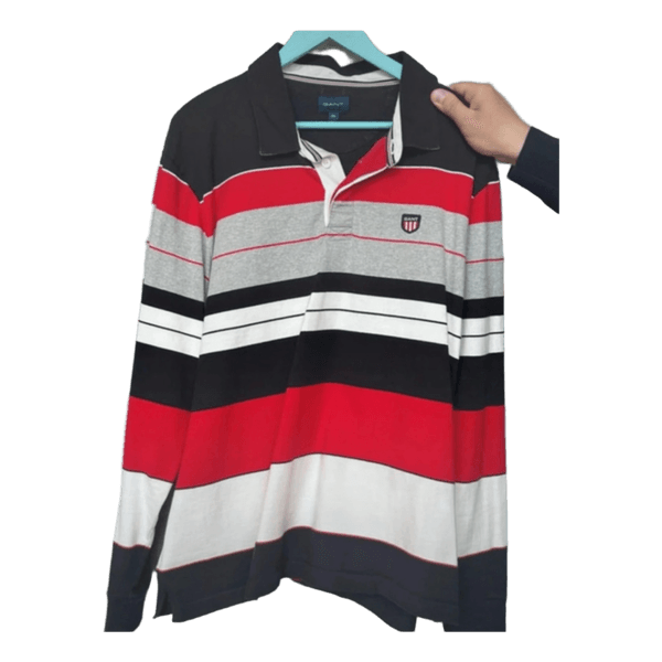 Gant striped long sleeve polo shirt