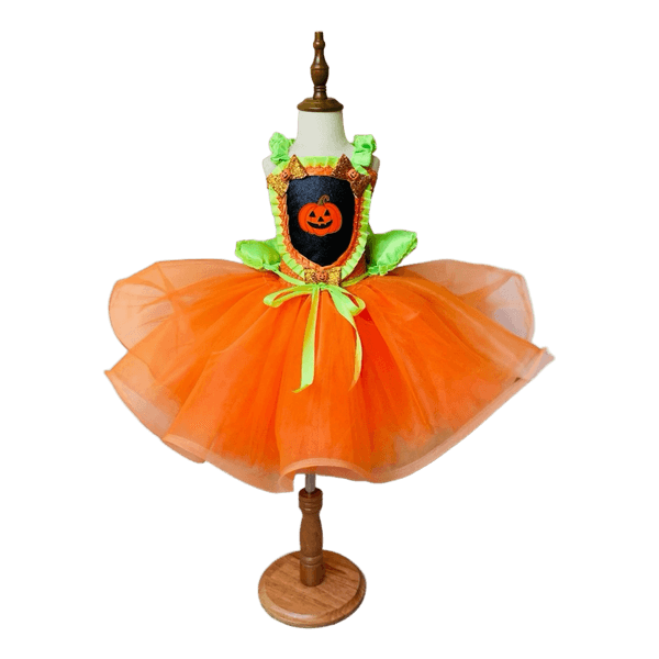 Orange pumpkin girl Halloween tutu dress costume size 4-6 years