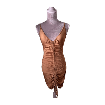 Bronze ruched bodycon dress