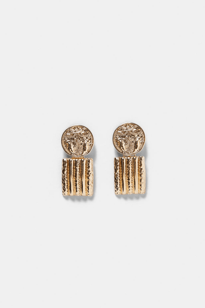 Engraved medallion earrings