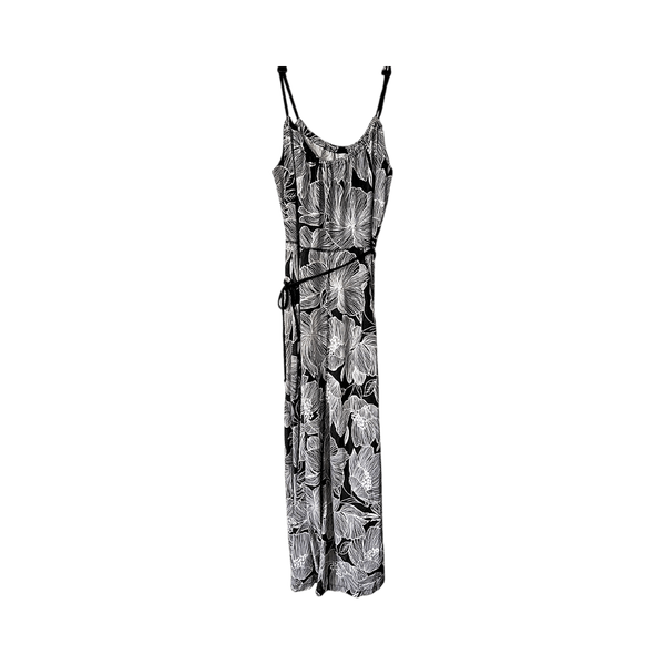Black white floral maxi dress