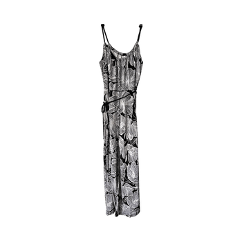 Black white floral maxi dress