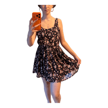 Black floral mini dress