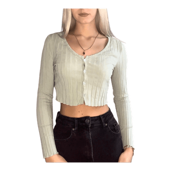 Mint ribbed long sleeve