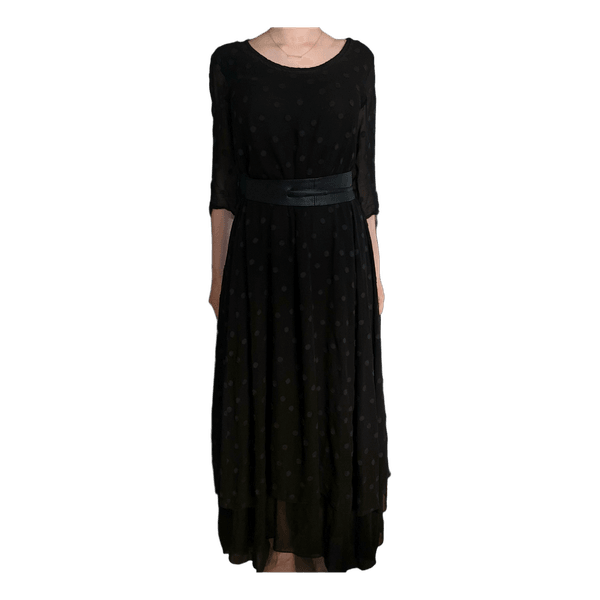 Black silk polka dot dress