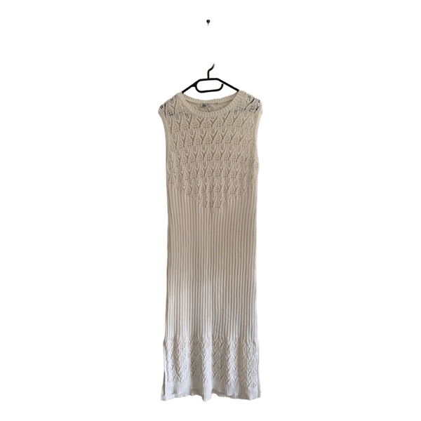 White knit midi dress