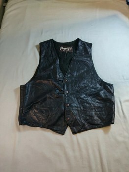 Barry's Sportswear Vintage Tekonahkaliivi - Musta - M (Biker-tyyli)