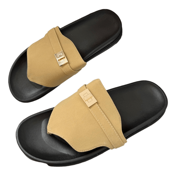 Beige slip-on sandals