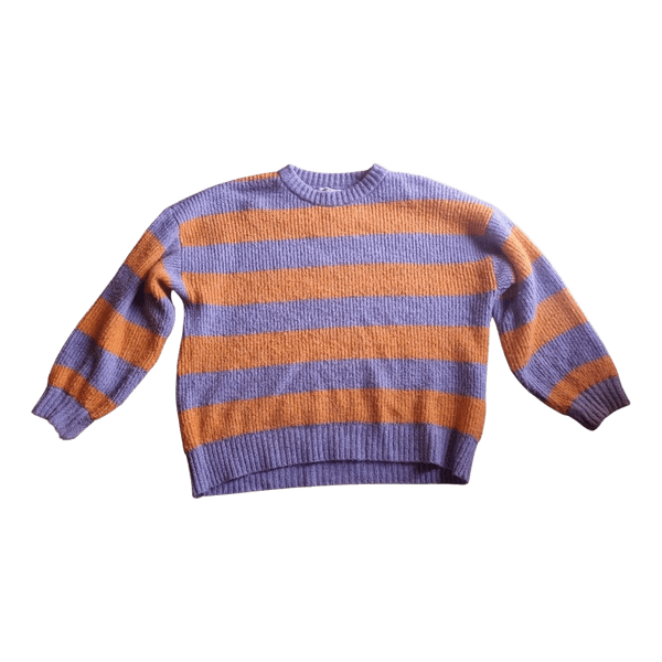 Purple orange striped sweater