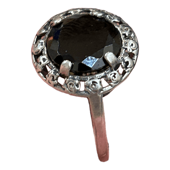 Black gemstone silver ring