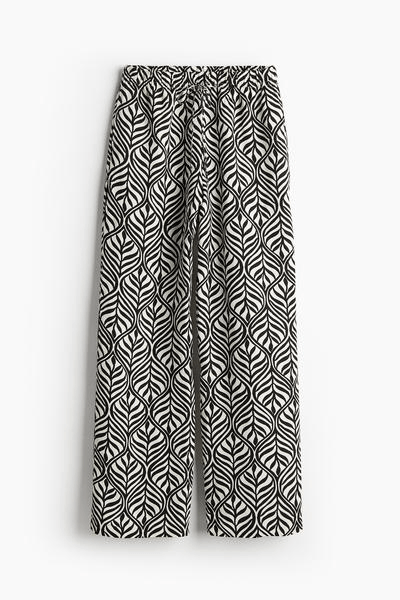 Linen blend pull-on trousers