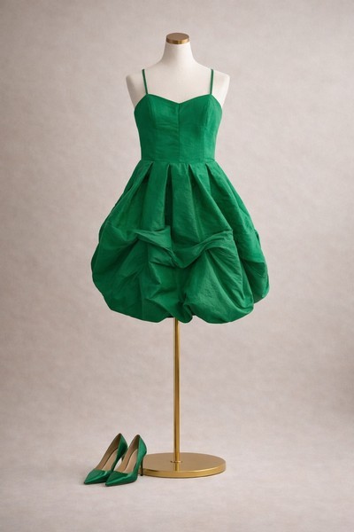 Green bubble mini dress