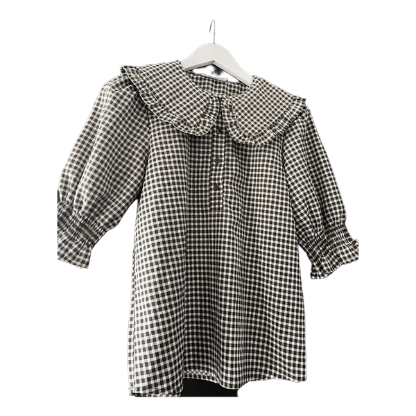Gingham ruffle blouse