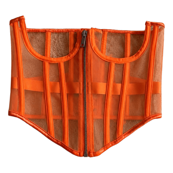 Orange mesh corset top
