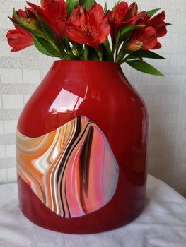 Red Murano-style glass vase