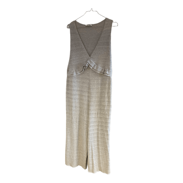 Grå ribstrikket jumpsuit
