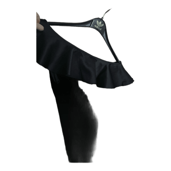Black ruffle one-shoulder dress