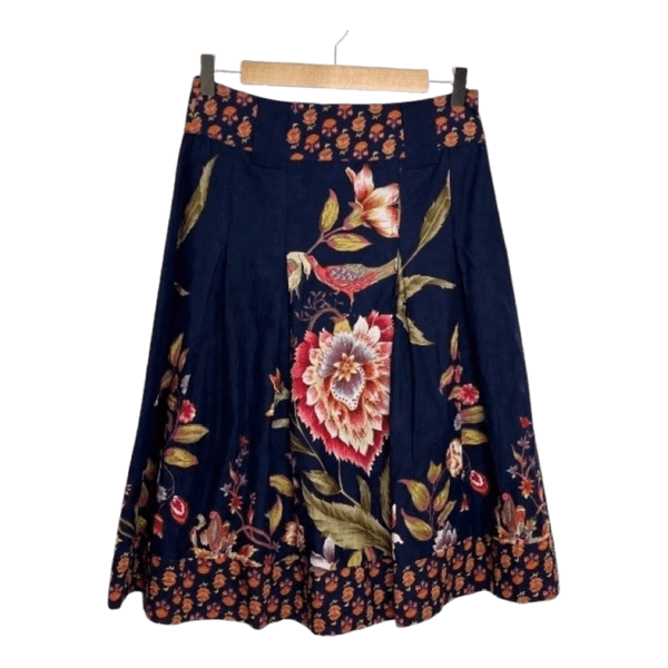 Vintage Ritu Kumar Navy Blue Floral Paisley Skirt S Boho Oriental
