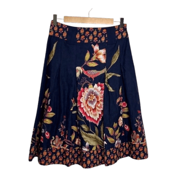 Vintage Ritu Kumar Navy Blue Floral Paisley Skirt S Boho Oriental
