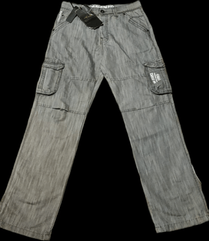 Ze Enzo 989 Grey Cargo Jeans – Utility Style – W30