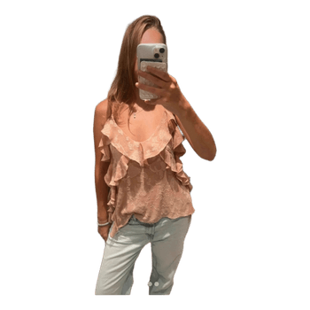 Zara beige ruffled top