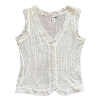 White buttoned cotton top