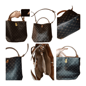 Brown leather handbag