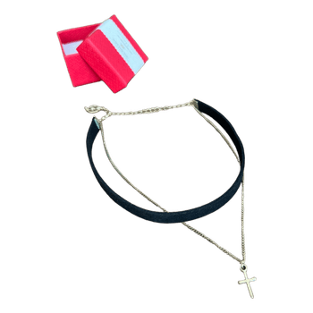 Black velvet cross choker