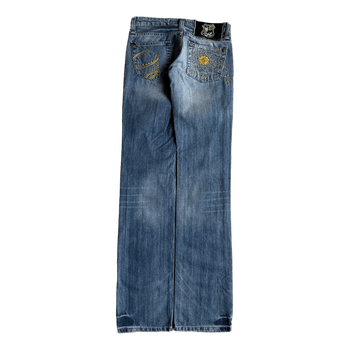 Y2K John Galliano Low Rise Slight Flare Embroidered Jeans 00’s