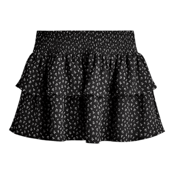 Black floral mini skirt