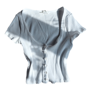 White ribbed short top